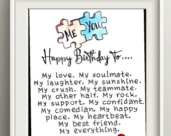 Happy Birthday Husband Card Print. Husband Birthday Card Printable. Greeting Card for My Husband. Happy Birthday to My Husband Card.