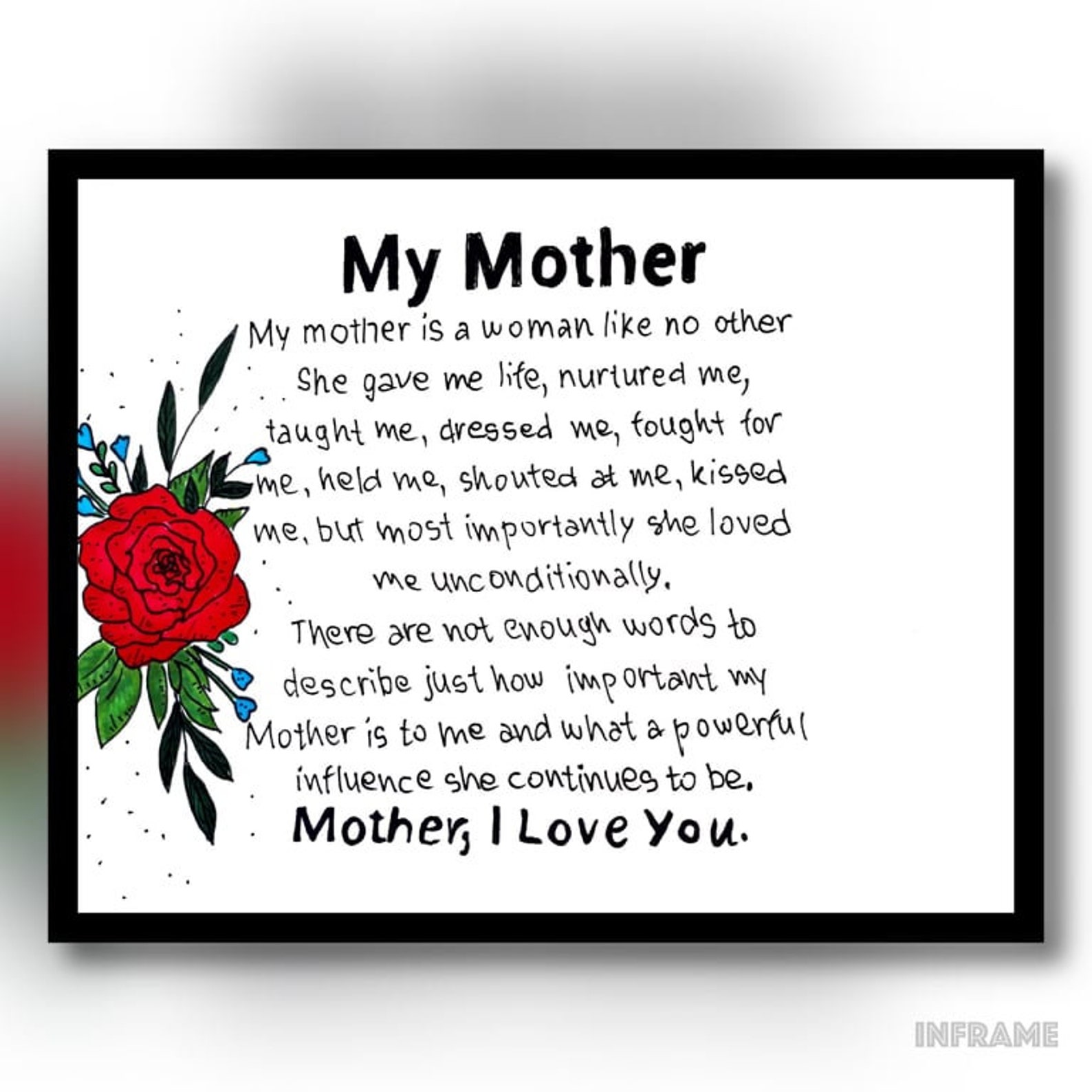 To My Mom Card Gift. Birthday Card for Mom. Thank You Mom Card Gift