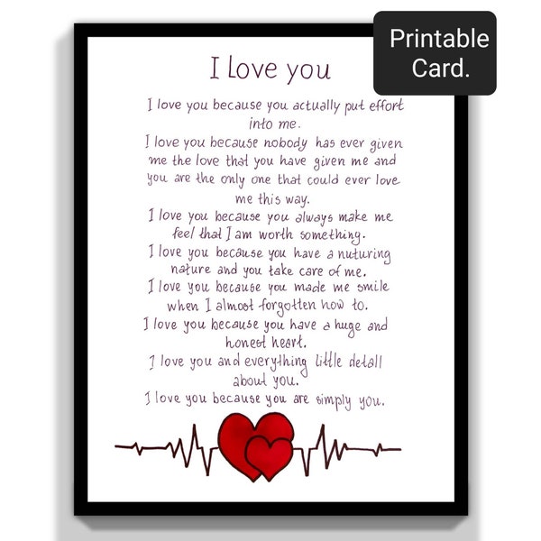 To My Husband Birthday Printable Card. I Love You Husband Card. Romantic Card For Husband. Love Mesage Card For Husband. Digital Download.