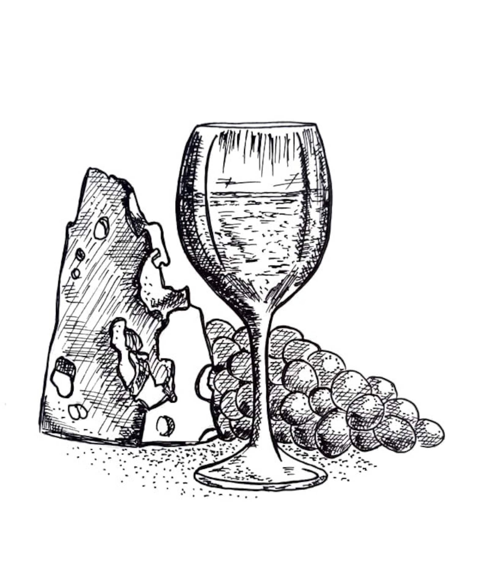 Instant Download Wine and Cheese Wall Art Print Set of 3. Etsy