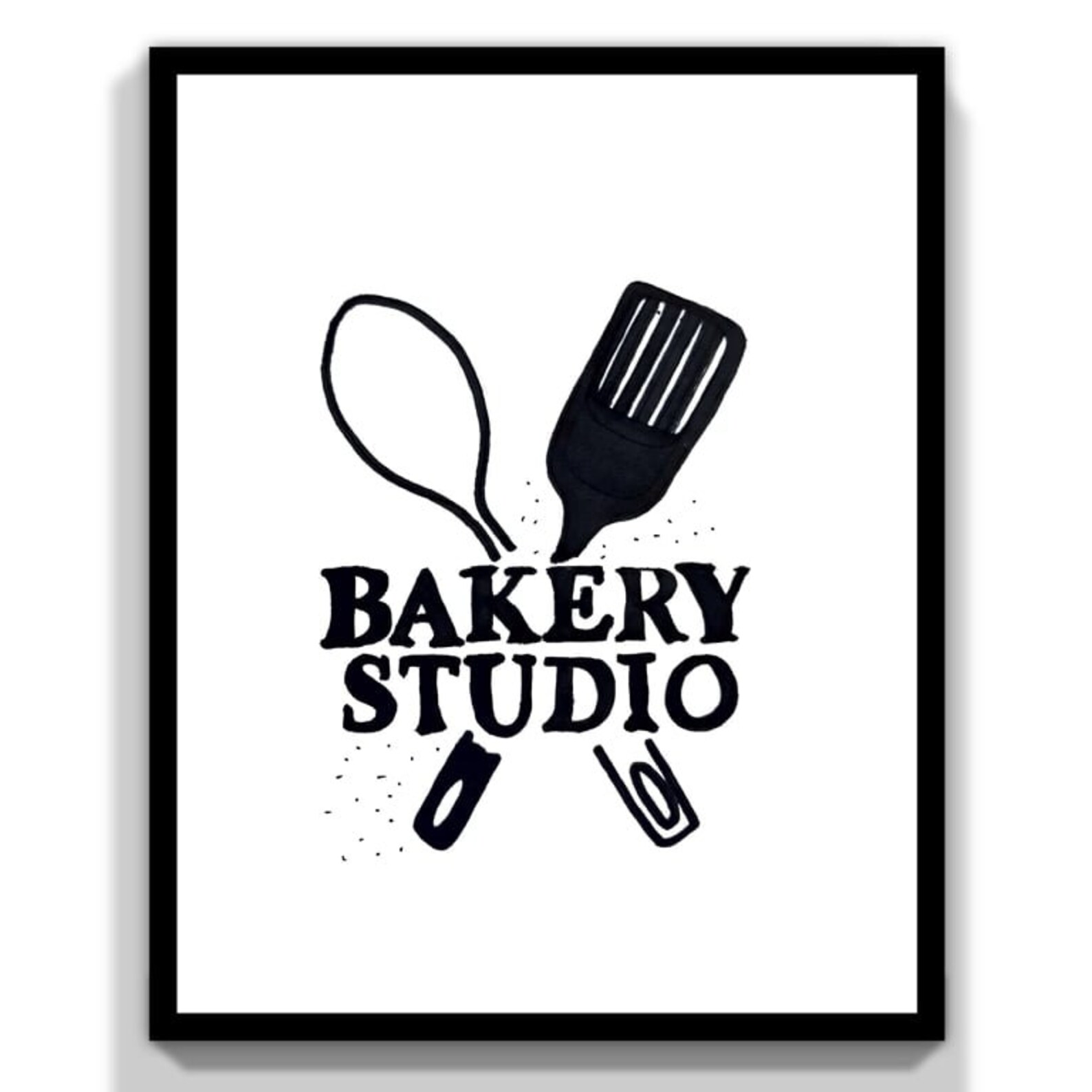 Black and White Kitchen Wall Art Print Decor. Set of 4 Kitchen Wall Art
