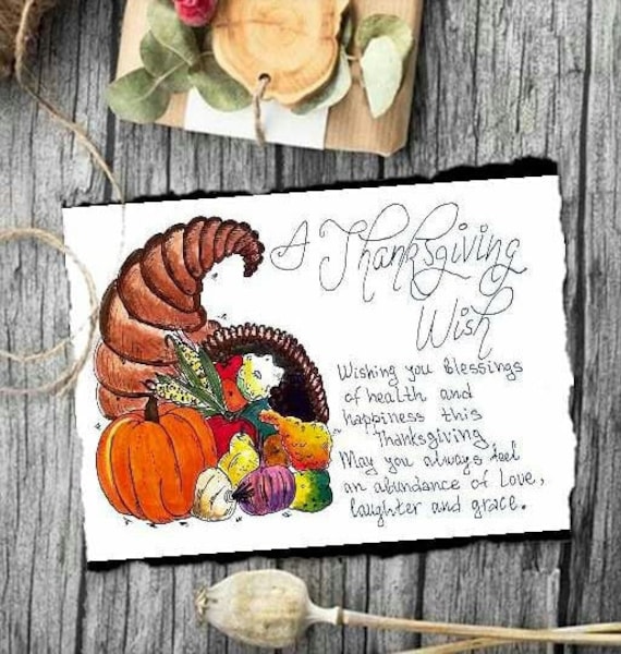 Happy Thanksgiving Greeting Card Print. A Thanksgiving Wish Printable Card.  Give Thanks Card Print. Thanksgiving Art Print Decor. -  Canada