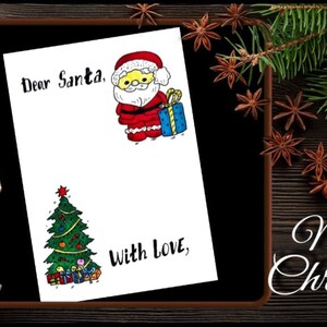 Carta a Santa imprimible. Carta de los niños a Santa Claus. Lista de deseos de Navidad. Carta de Papá Noel. Carta imprimible de Wish Kids a Santa.