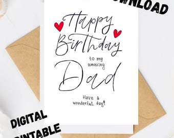 Happy Birthday Card for Dad Print. Birthday Card for Dad. Father Birthday Card Printable. Dads Birthday Card. Digital download.