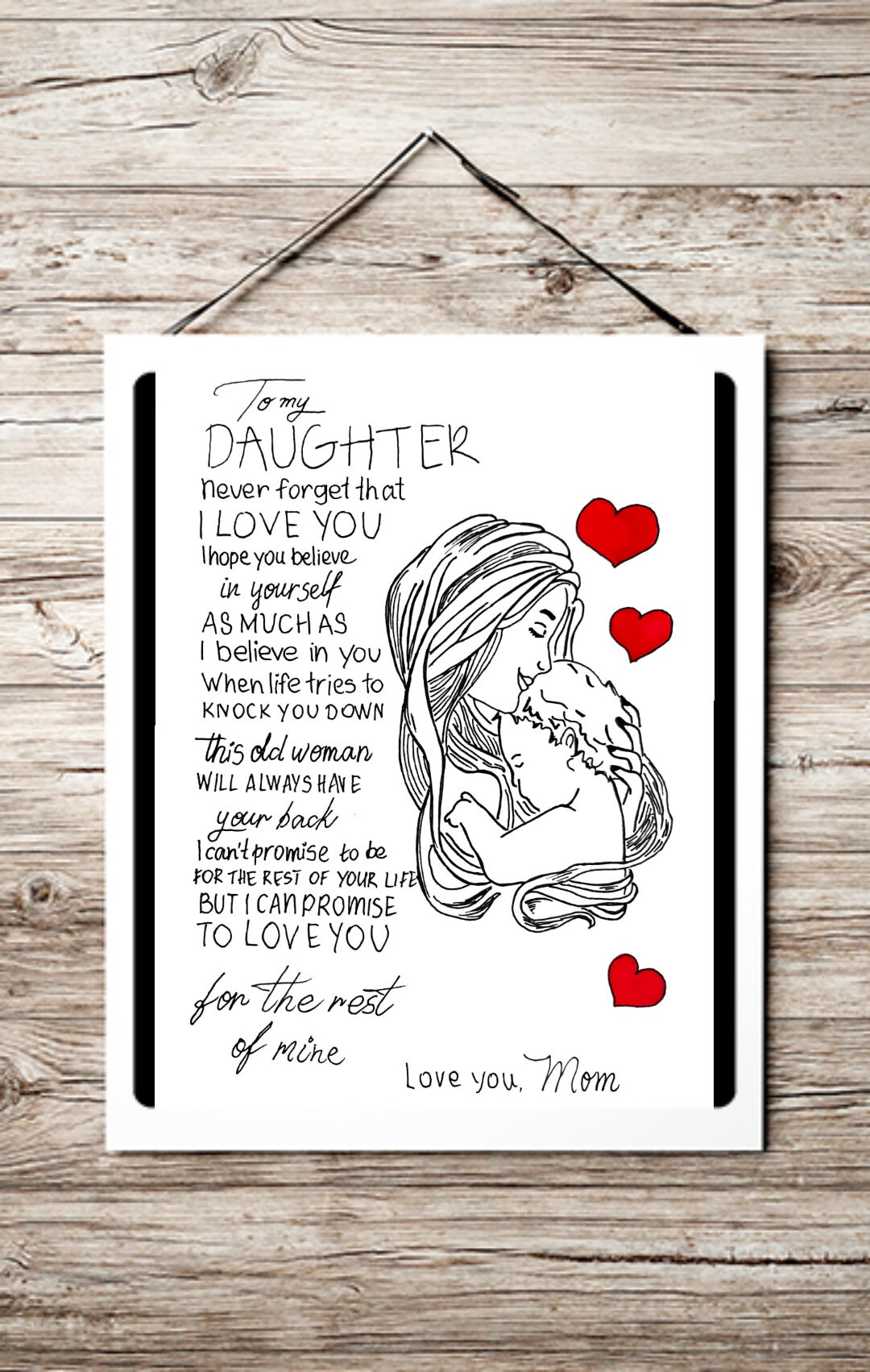 To My Daughter Card Print. Special Poem Print for Daughter. Gift for ...
