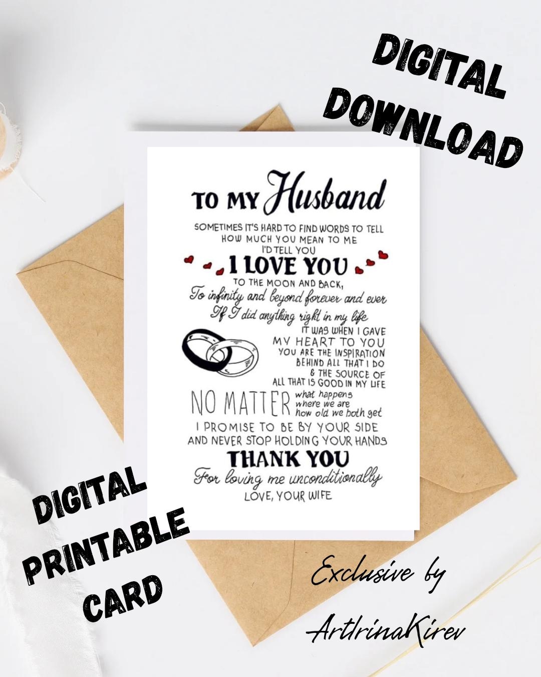 To My Husband I Love You Digital Card. Romantic Card for Husband. Wife ...
