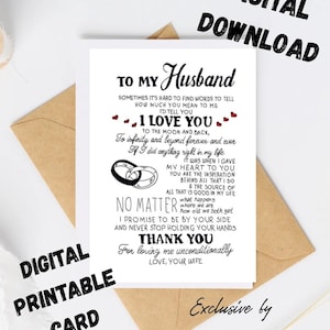 Digitalt kort med kärlek till min man. Romantiskt kort för maken. Citatkort med fru till make. Födelsedagskort för maken. Årsdagskort.