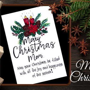 Vrolijke kerstkaart voor mama. Kerstwensen kaart voor mama. Kerst message card voor moeder digitale download.