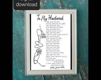 To My Husband Birthday Printable Card. Husband Anniversary Poem Card. To My Husband From Wife Gift Card. I Love You Husband Digital Card.