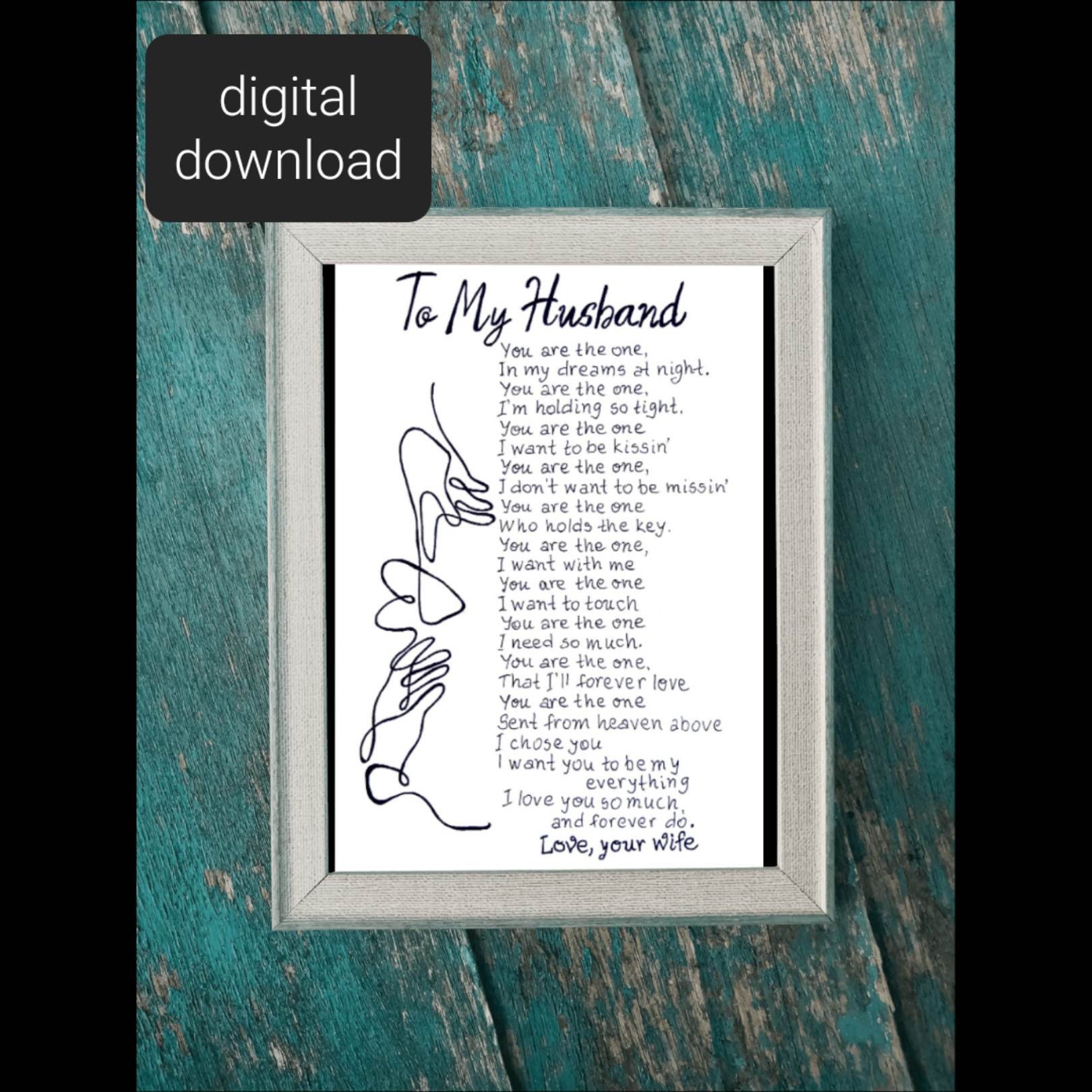 To My Husband Birthday Printable Card. Husband Anniversary Poem Card ...
