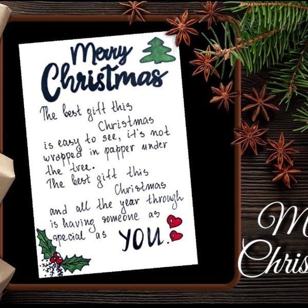 Christmas Card for Him / Her Print. Christmas Message Card for Boyfriend / Girlfriend. Romantic Christmas Card Printable. Digital Download.