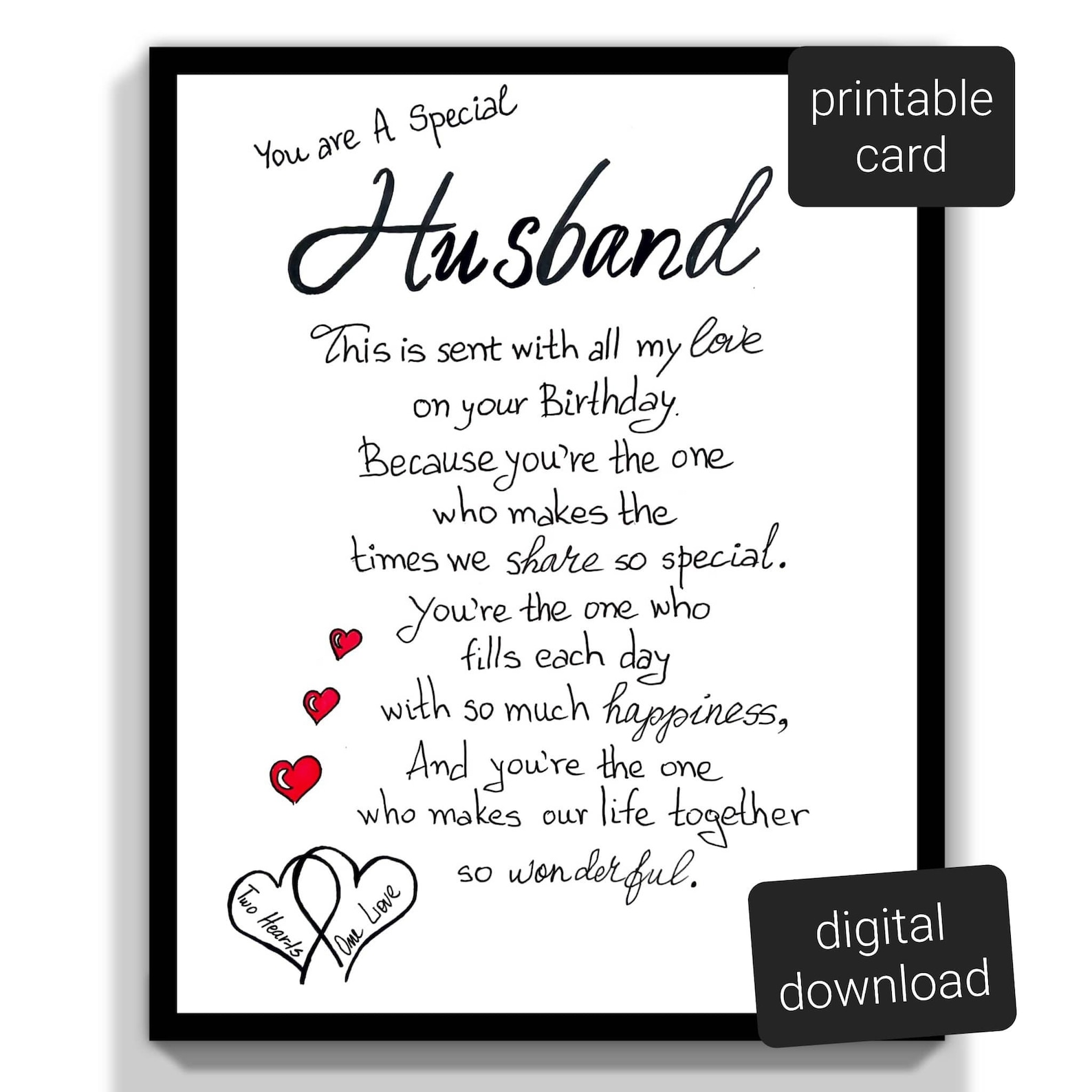 Birthday Husband Printable Card. to My Husband Birthday Card. - Etsy