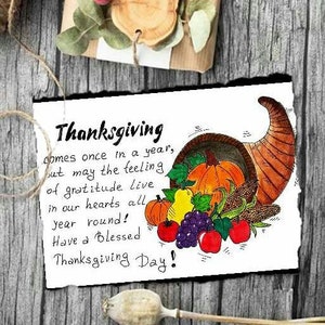 Impresión de la tarjeta de felicitación del Día de Acción de Gracias. Dar gracias Tarjeta impresa. Tarjeta de poema de Acción de Gracias Imprimible. Decoración de pintura de Acción de Gracias.