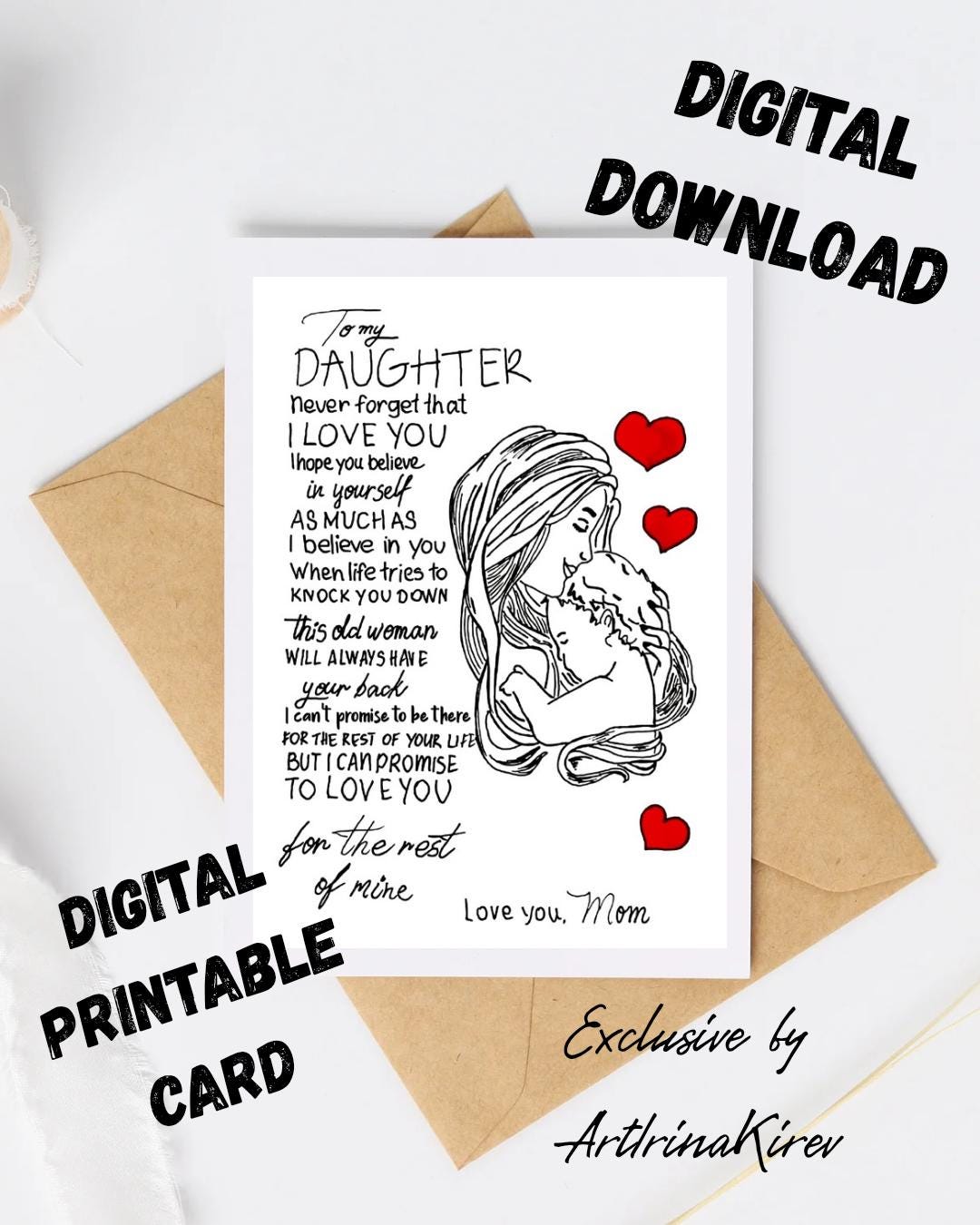 To My Daughter Card Print. Special Poem Print for Daughter. Gift for ...