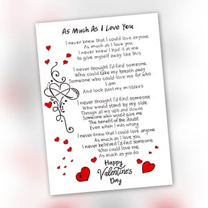 Valentines Day Husband Printable Card With Romantic Message. Love Card ...