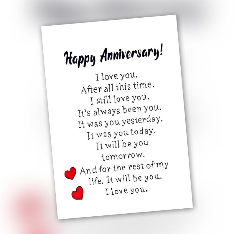 Husband Anniversary Card Print. Happy Anniversary Card for | Etsy