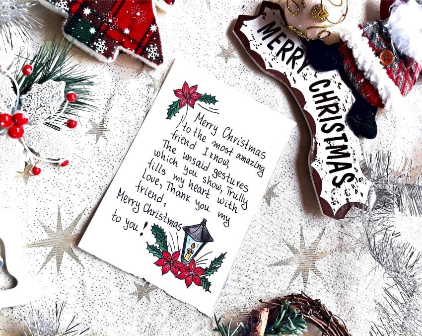 Christmas Message for Friend Card Print. Merry Christmas Wishes Friends ...