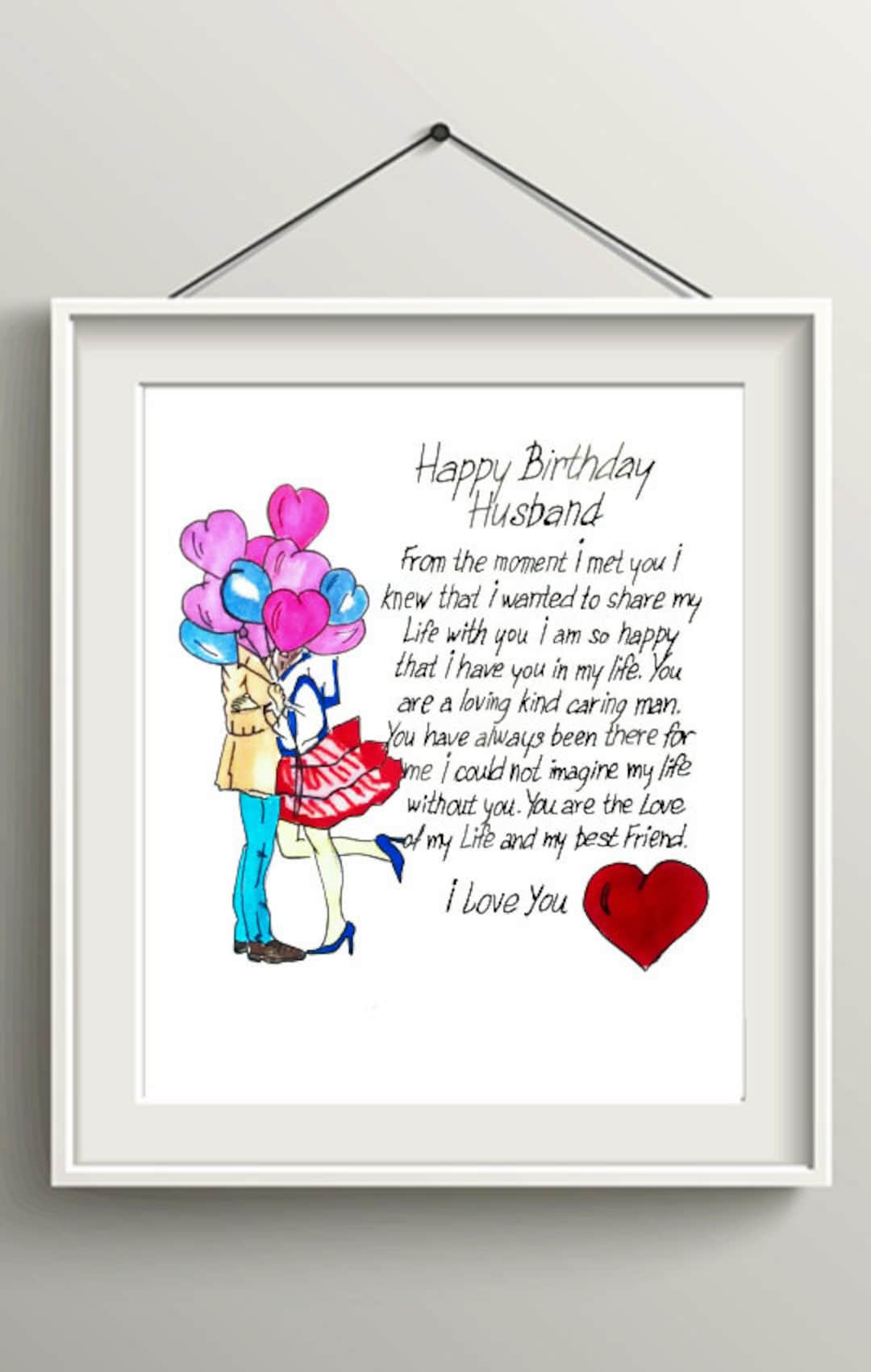Happy Birthday Husband Card Husband Birthday Card Greeting Etsy