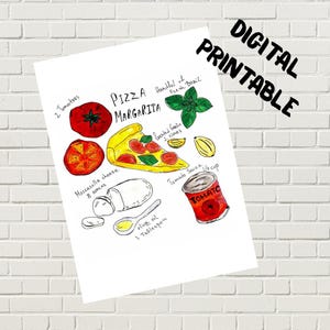 Pizza Art Recipe Print. 2 Digital Poster.Kitchen Wall Art Decor. Italian Restaurant Wall Art Decor. Pizza Art Poster.Digital Download. image 7