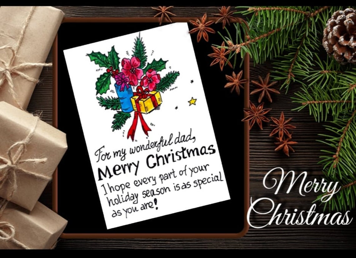 Christmas Card for Dad. Merry Christmas Message Card for Dad. Christmas ...