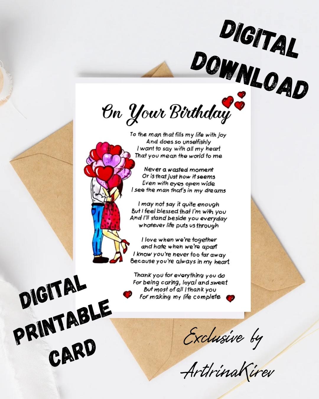 Printable Husband Birthday Card to My Husband Card for