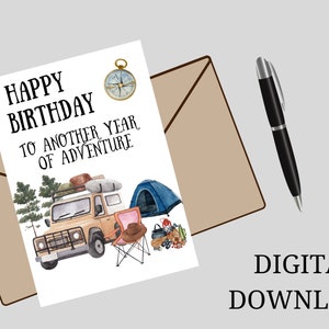 Birthday Card To Another Year Of Adventure. Printable Travel Birthday Card. Travel Lover Gift Card. Digital Download.