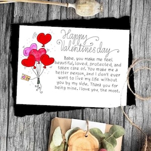 Echtgenoot Valentijnsdag Kaart Print. Happy Valentines Day Card met boodschap. Romantische kaart voor hem. Happy Valentines Day Card voor hem.