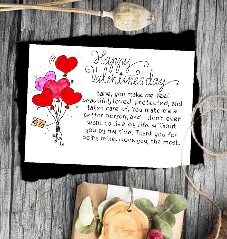Husband Valentines Day Card Print. Happy Valentines Day Card With ...
