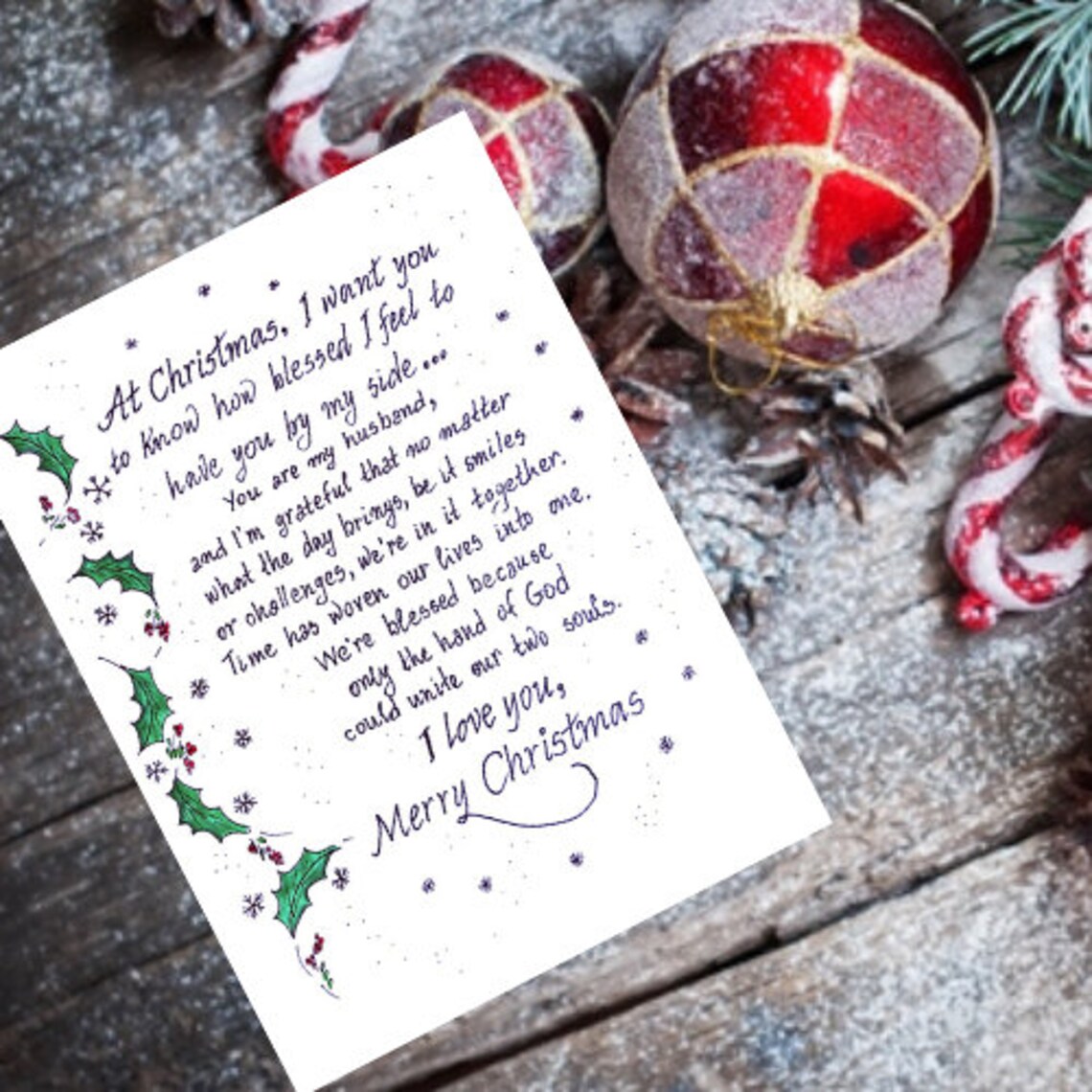 Christmas Love Message Card for Husband. to My Husband Christmas