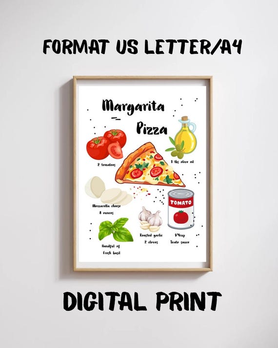 Pizza Art Recipe Print. 2 Digital Poster.Kitchen Wall Art Decor. Italian  Restaurant Wall Art Decor. Pizza Art Poster.Digital Download.