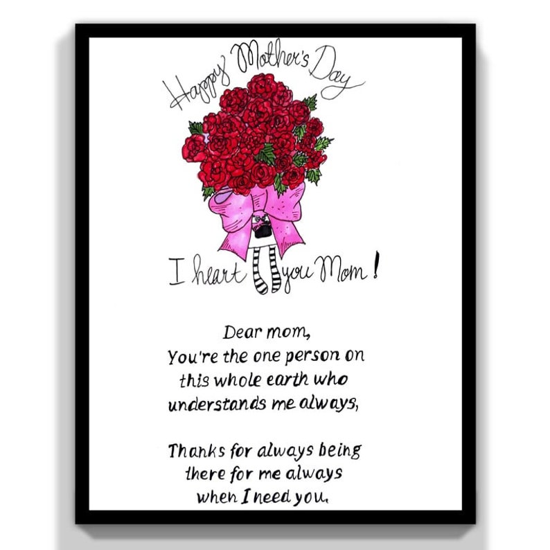 Happy Mothers Day Message Card Print Printable Card For Etsy Happy mothers day message card print printable card for etsy