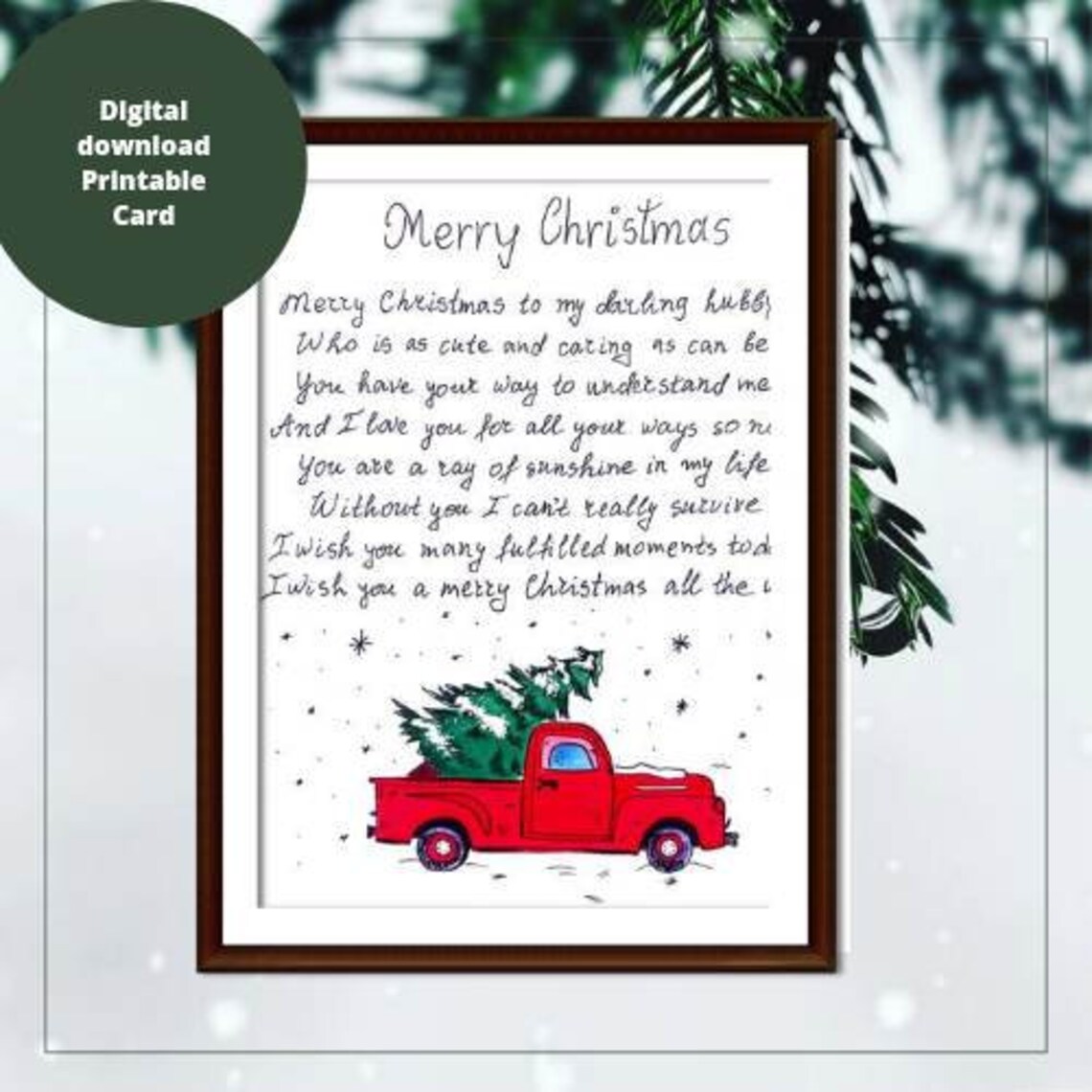 Husband Christmas Gift Card. Printable Christmas Card for Husband ...
