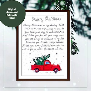 Carte cadeau de Noël du mari. Carte de Noël imprimable pour le mari. Carte de message romantique de Noël. À ma carte de mari pour Noël.