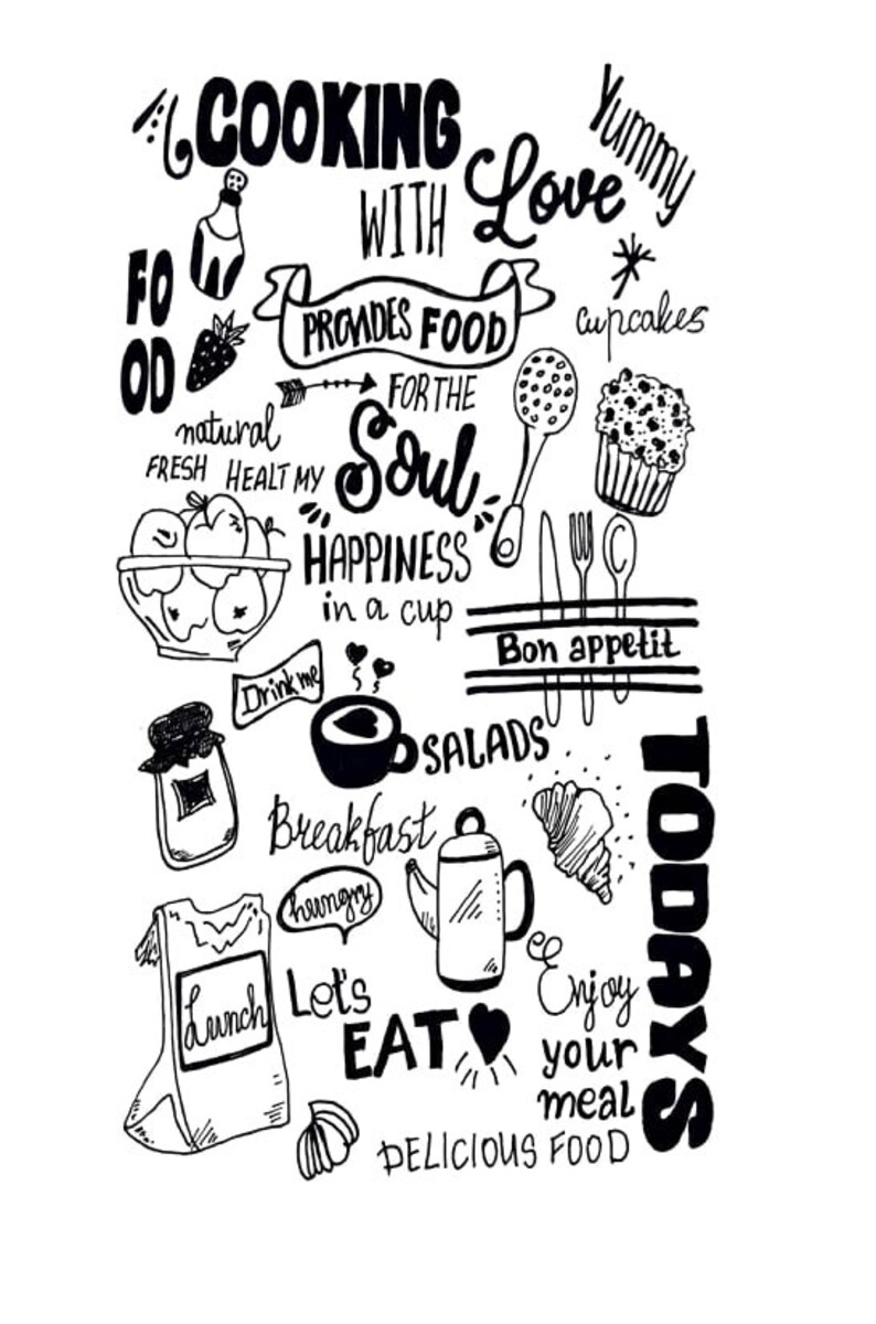 Happy Kitchen Black and White Wall Art Print Decor. Set of 5 Etsy