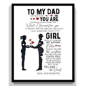 Tochter Zu Papa Karte Geschenk. Druckbare Grußkarte für Papa. Geburtstag Papa Karte Geschenk. Happy Fathers Day Karte Druck.