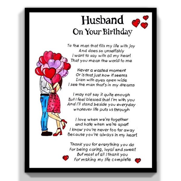 Printable Husband Birthday Card Gift. To My Husband Card For  Birthday. Romantic Message Card For Husband. I love You Card.