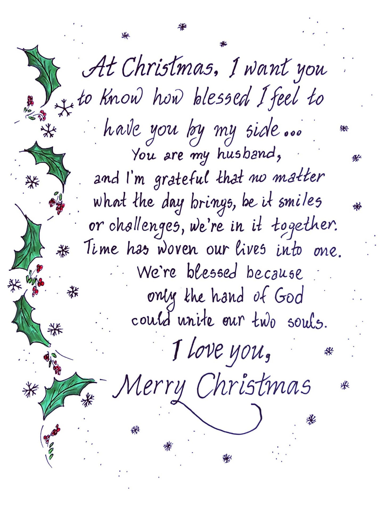 Christmas Love Message Card for Husband. to My Husband Christmas