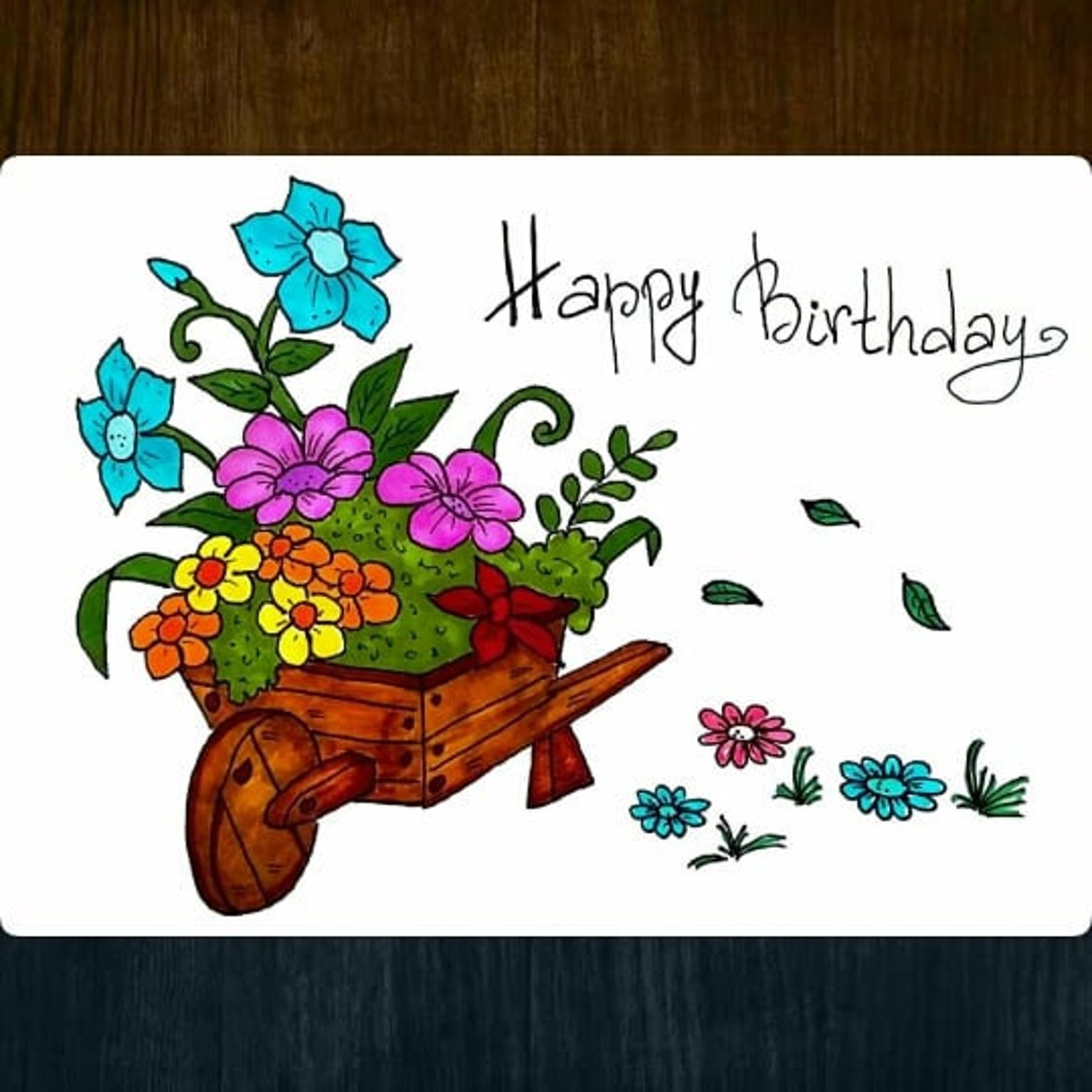 Happy Birthday Gartenkarte Druck. Garten Grußkarte. Happy Etsy