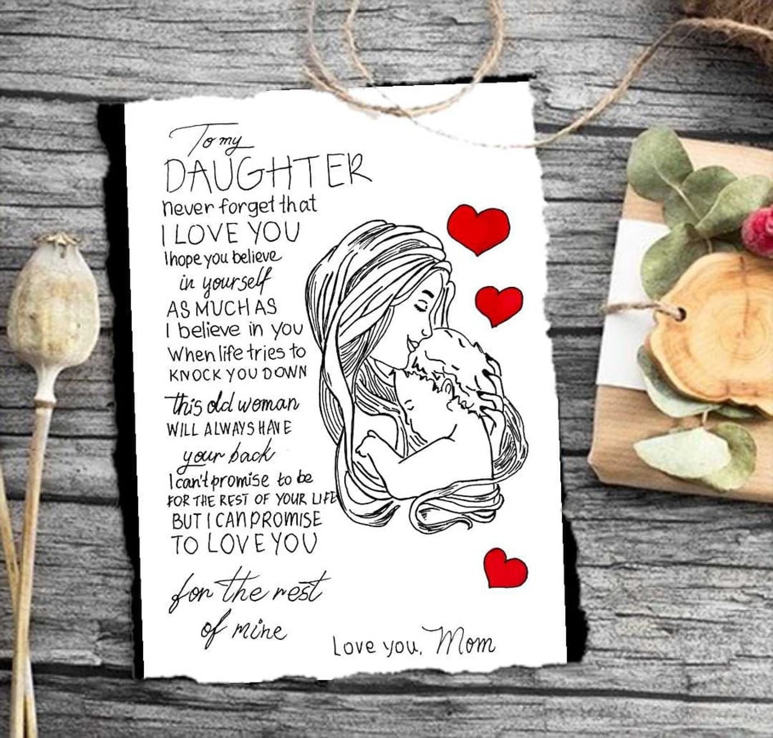 To My Daughter Card Print. Special Poem Print for Daughter. Gift for ...