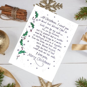 Weihnachtliche Liebesbotschaftskarte für Ehemann. An meinen Mann Weihnachtskarte zum Ausdrucken. Weihnachtsgeschenkkarte für Ihn.