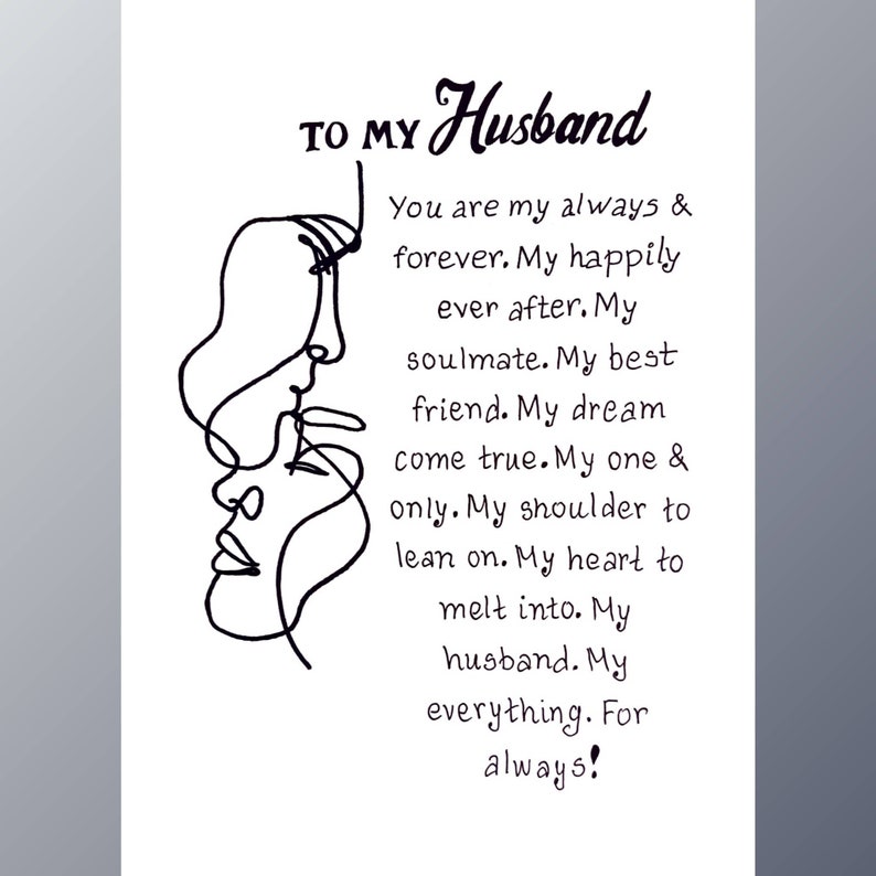 Husband Birthday Card Gift Printable. Anniversary Husband Digital Card ...