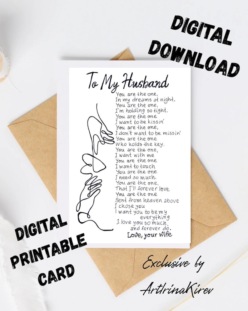 To My Husband Birthday Printable Card. Husband Anniversary Poem Card ...