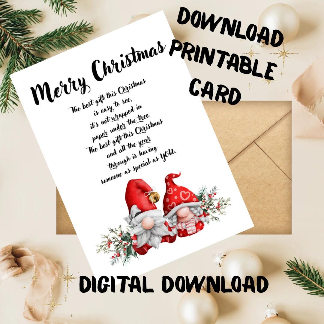 christmas card for him / her print. christmas message card for