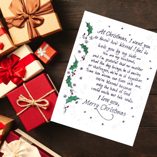White Cotton Cards Weihnachtskarte – Handgefertigt, Groß (22x22 Cm) Mit Glitzer Für Den Ehemann