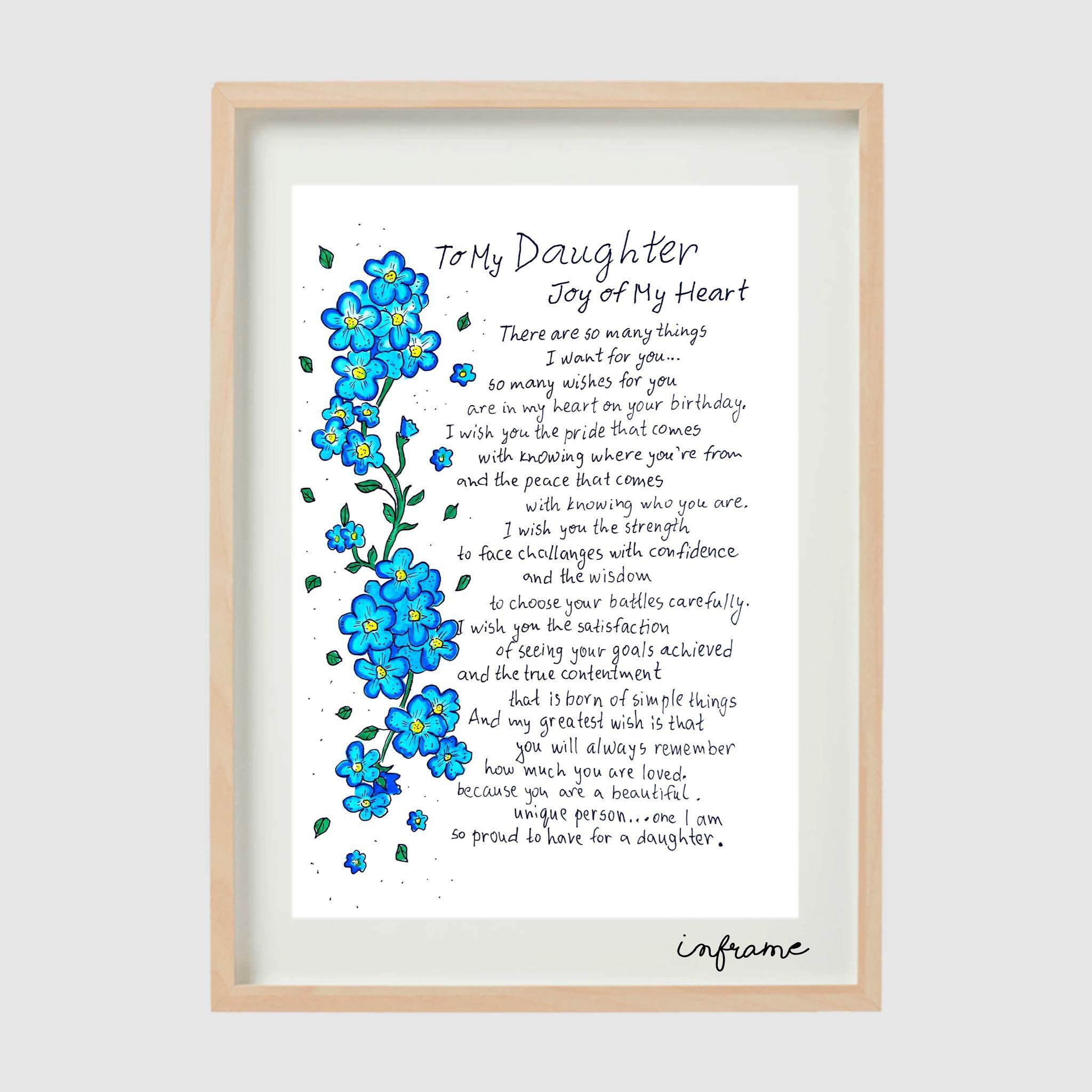 Daughter Birthday Printable Gift Card. to My Daughter Wishes Card ...