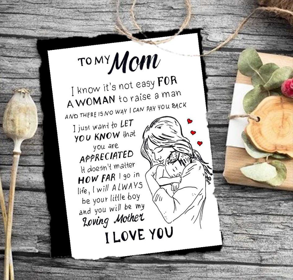 To My Mom From Son Card Print. Son to Mom Gift Card. Mothers Birthday