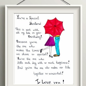 Buon compleanno Marito card. Messaggio carino Marito Biglietto di compleanno. Biglietto di auguri. Al biglietto di compleanno di mio marito.