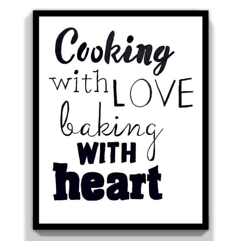 Black and White Kitchen Wall Art Print Decor. Set of 4 Kitchen Wall Art Prints. Modern Kitchen ...