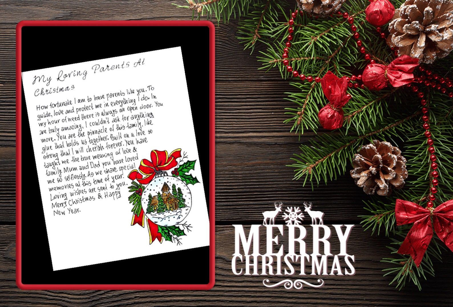 Christmas Card for Parents Print. Merry Christmas Card for Mom and Dad ...