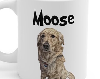Custom Pet Portrait Mug, Personalized drawing image of Pet, Custom Dog Mug, Custom Cat Mug, Christmas Gift for Pet Lover